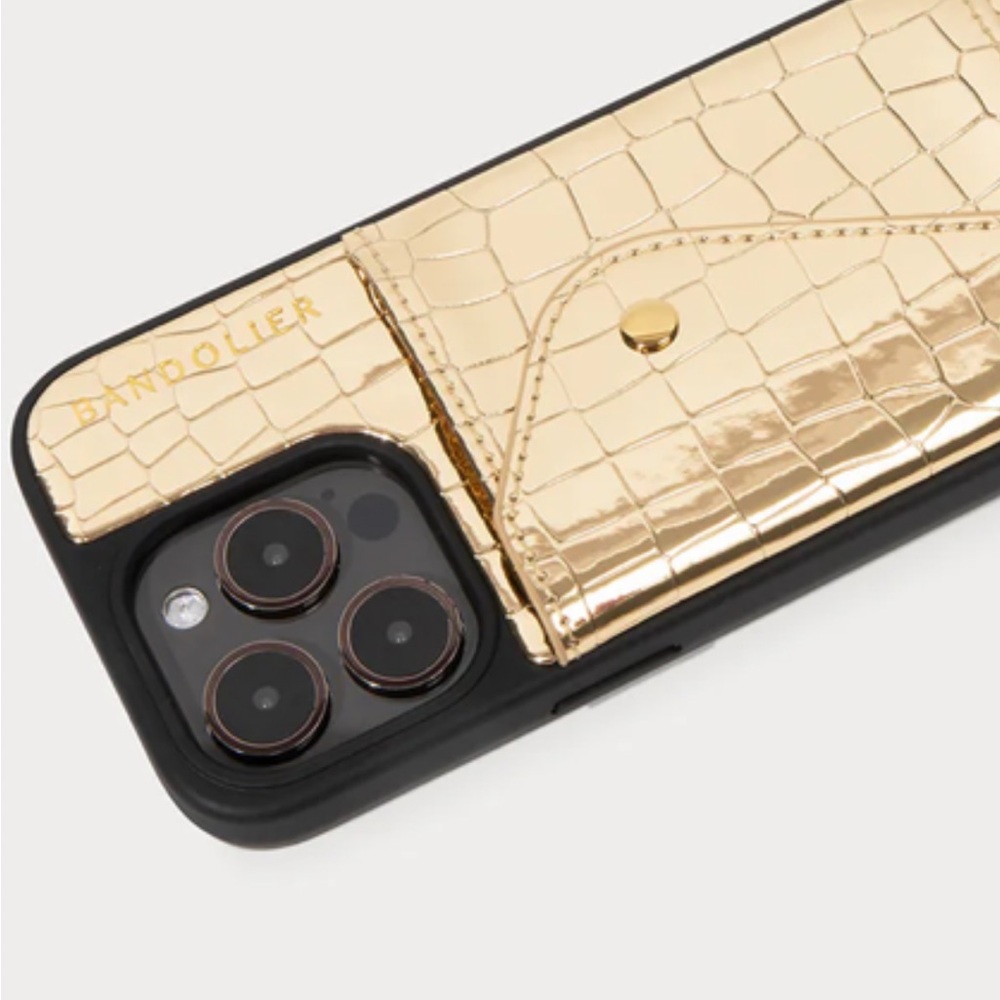 Bandolier Luxe Gold and Black Croc Phone Case